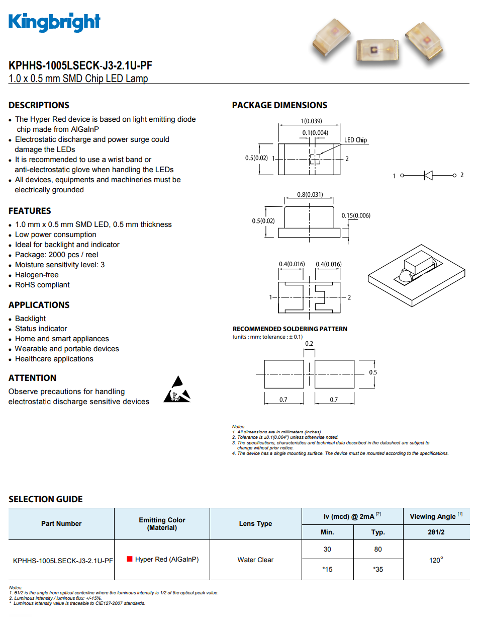 KPHHS-1005LSECK-J3-2.1U-PF